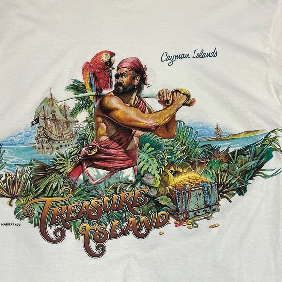 🔥 Vintage 1994 TREASURE ISLAND “Wraparound Graphics” Single Stitch Pirate Tee X - Picture 3 of 9